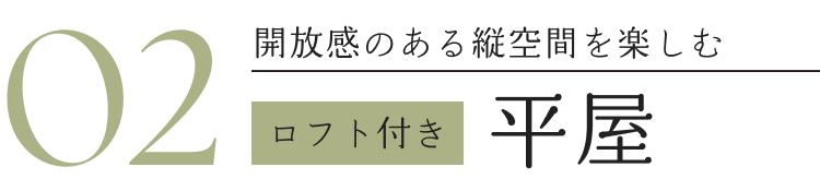 02開放感のある縦空間を楽しむ ロフト付き平屋